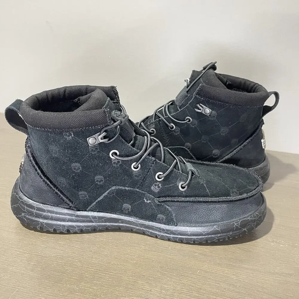 Hey Dude Jelly Roll Mens Size 10 Shoes NEW Bradley Suede Black Skull Boot